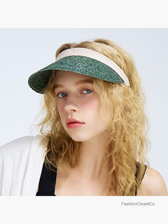 Raffia Sun Visor Hat with Detachable Frame for Travel, Golf, Hiking